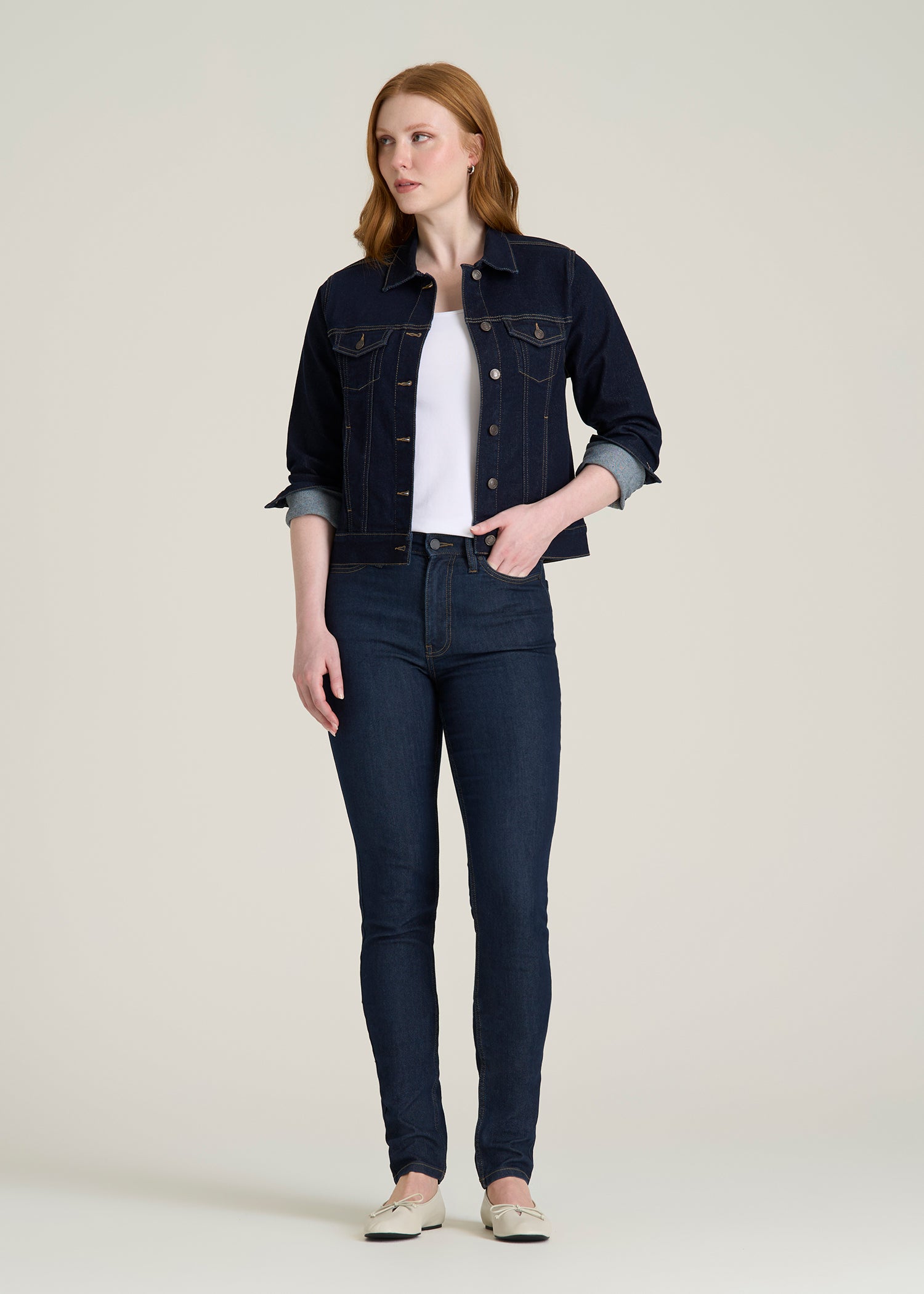 Georgia High-Rise Skinny Jeans for Tall Women in Deep Indigo Wash