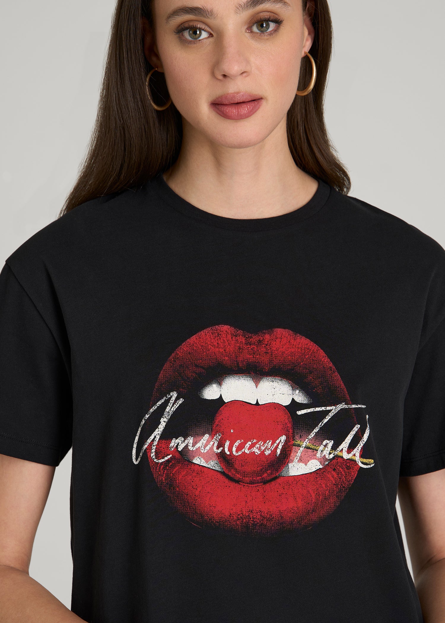 Black Cherry Lips Graphic Tee in Black