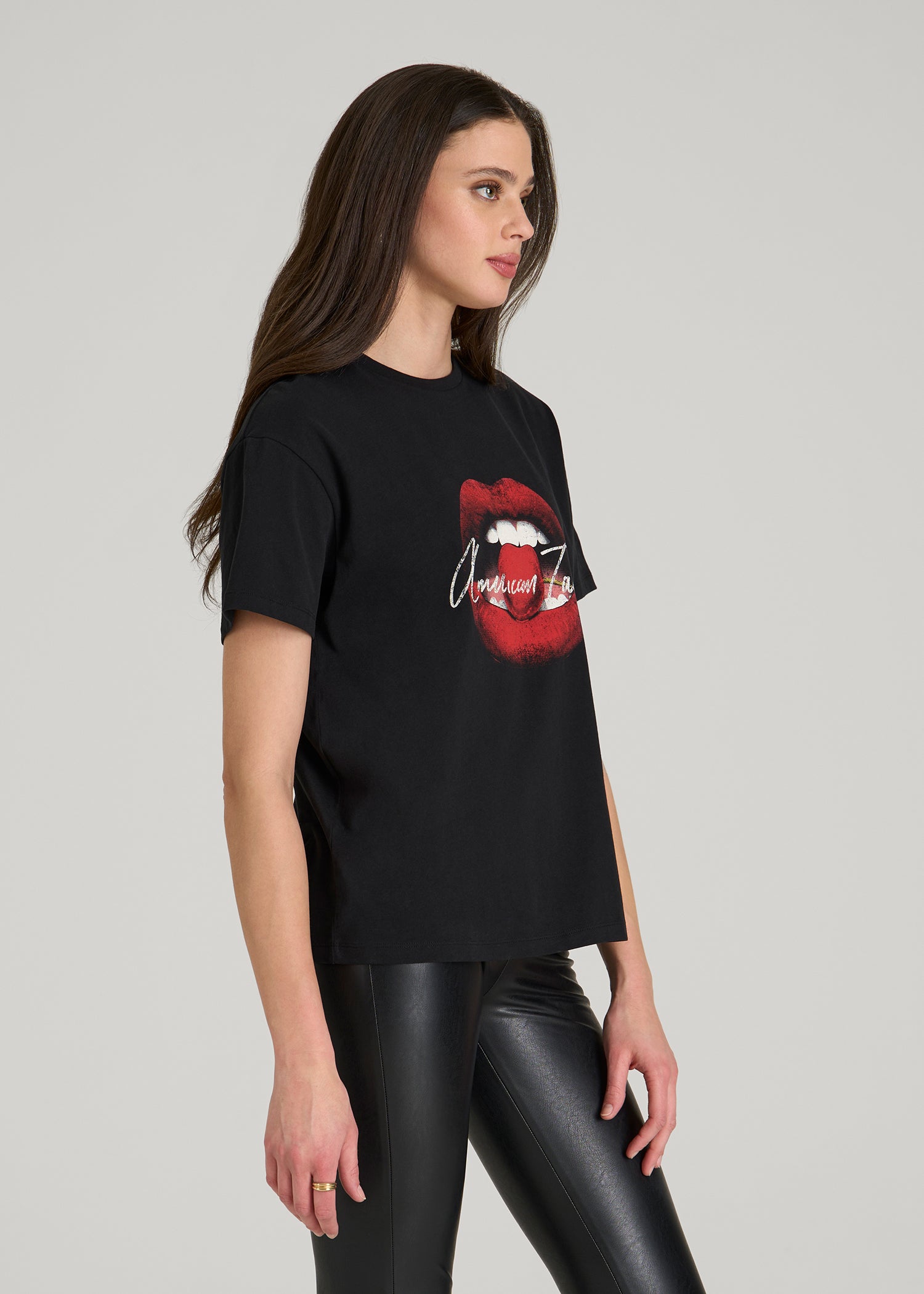 Black Cherry Lips Graphic Tee in Black