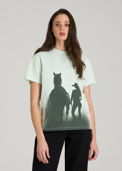 Equestrian Graphic Tee for Tall Women in Blue