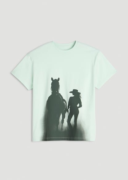 Equestrian Graphic Tee for Tall Women in Blue