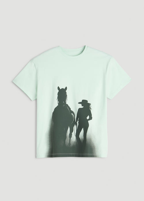 Equestrian Graphic Tee for Tall Women in Blue
