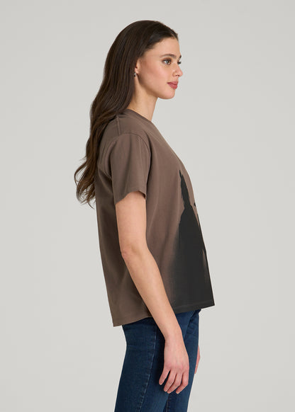 Equestrian Graphic Tee for Tall Women in Brown