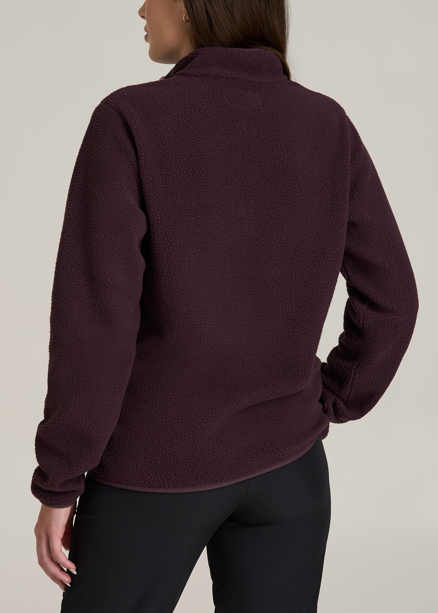 Half Snap Sherpa Sweatshirt for Tall Women in Deep Purple