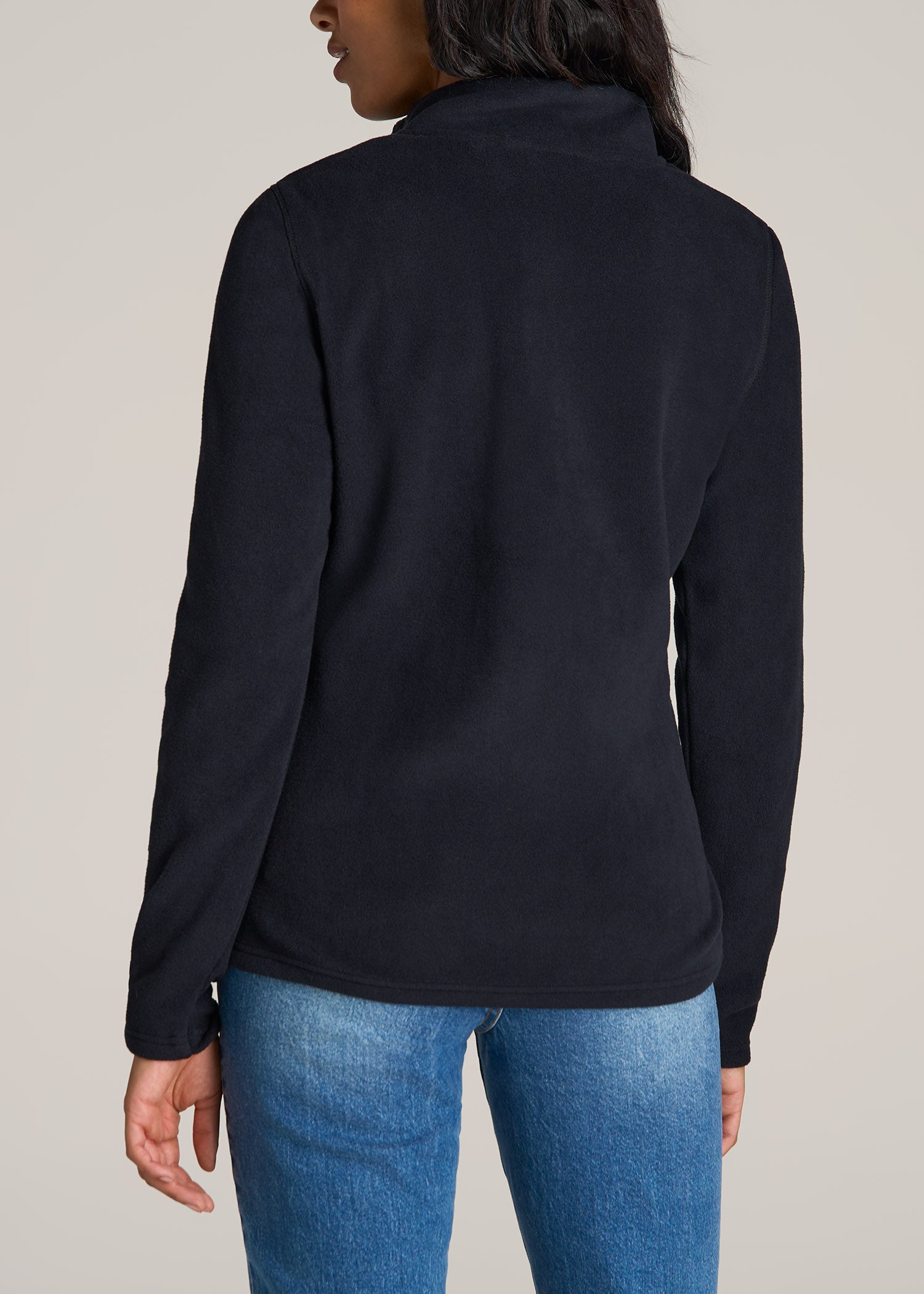 Half Zip Polar Fleece Pullover Sweater for Tall Women in Fresh Sage