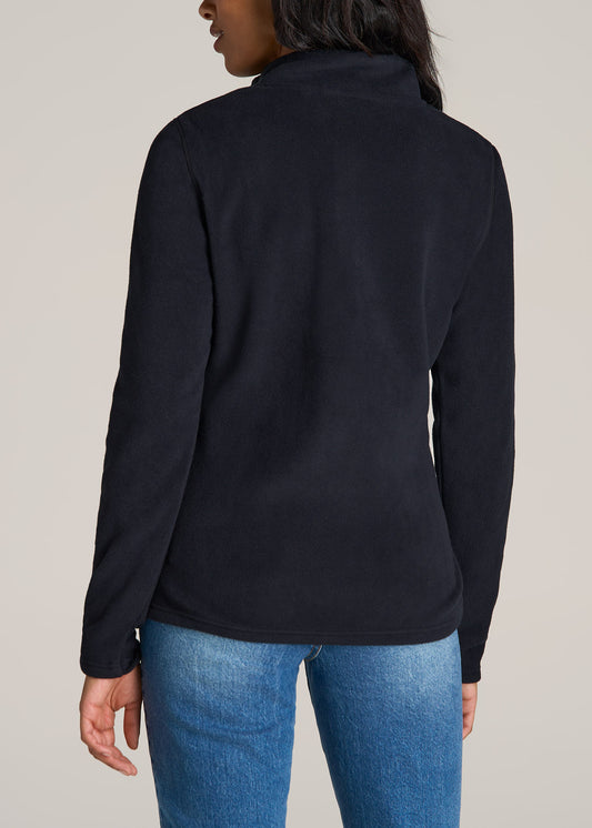 American-Tall-Women-Half-Zip-Polar-Fleece-sweatshirt-Black-back