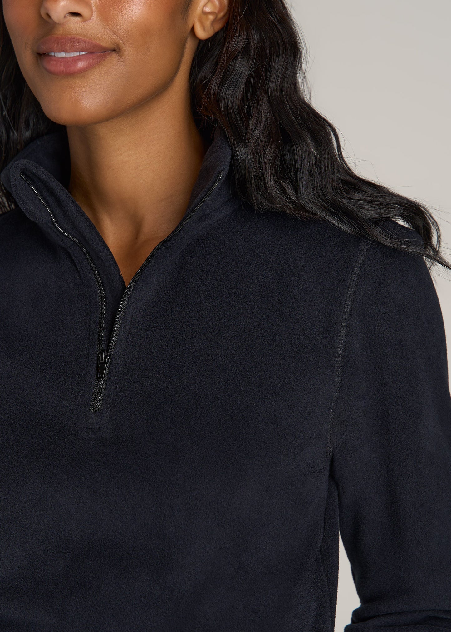American-Tall-Women-Half-Zip-Polar-Fleece-sweatshirt-Black-detail
