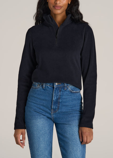 Half Zip Polar Fleece Pullover Sweater for Tall Women in Fresh Sage