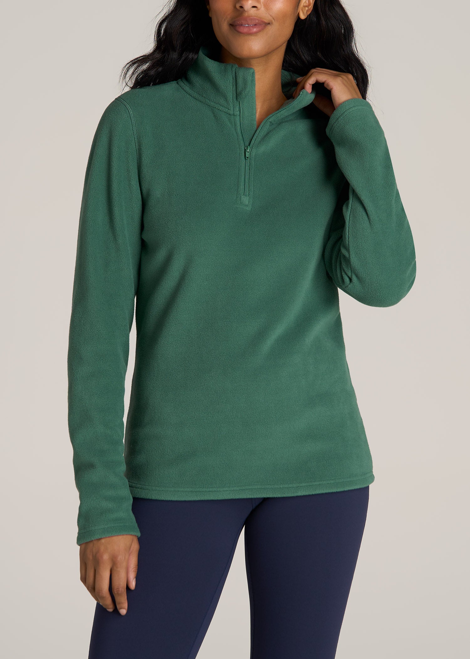 American-Tall-Women-Half-Zip-Polar-Fleece-sweatshirt-Fresh-Sage-front