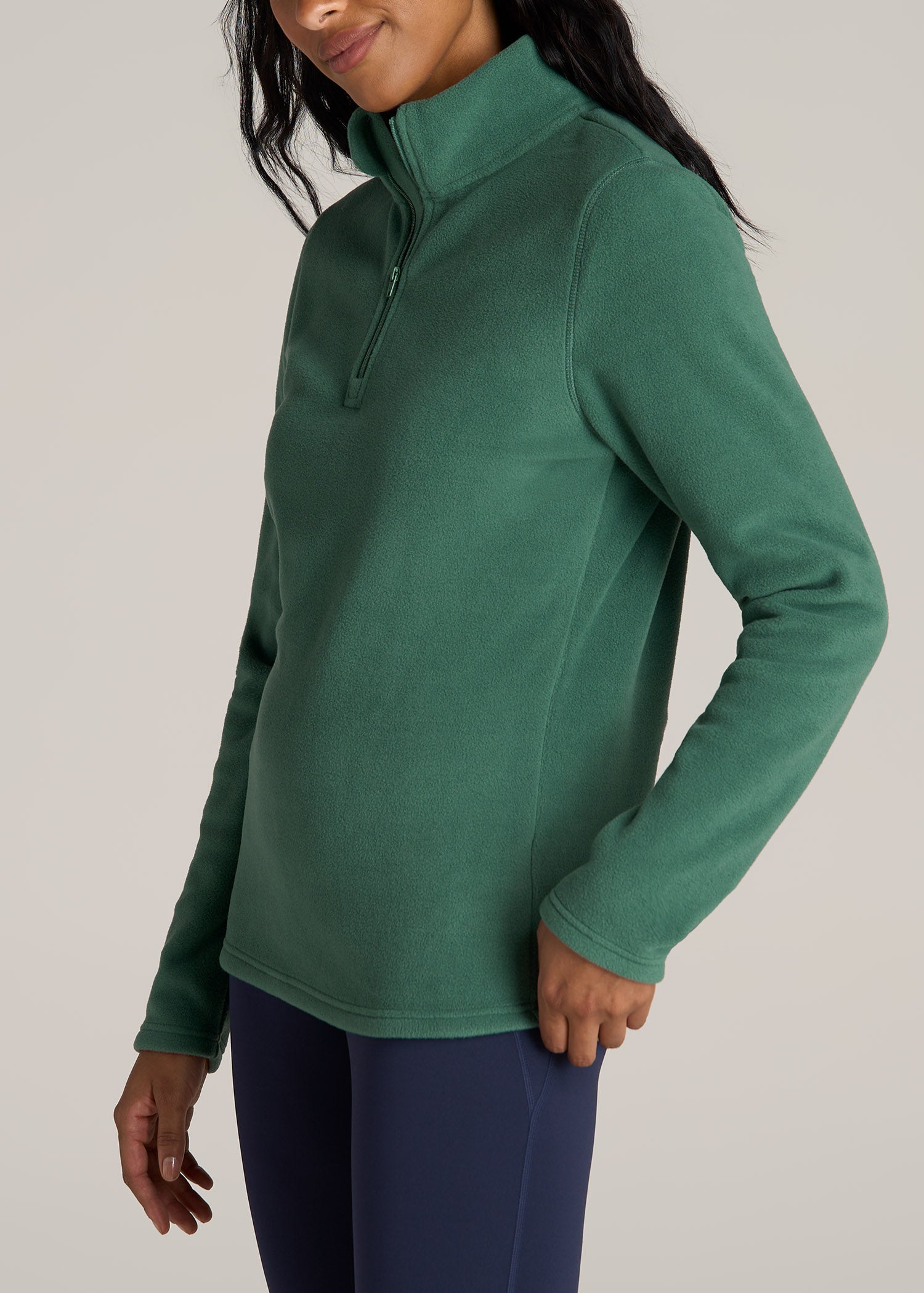 American-Tall-Women-Half-Zip-Polar-Fleece-sweatshirt-Fresh-Sage-side