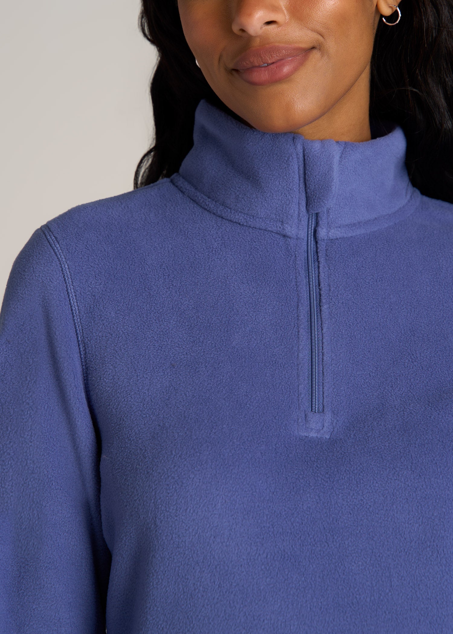 American-Tall-Women-Half-Zip-Polar-Fleece-sweatshirt-Marlin-Blue-detail