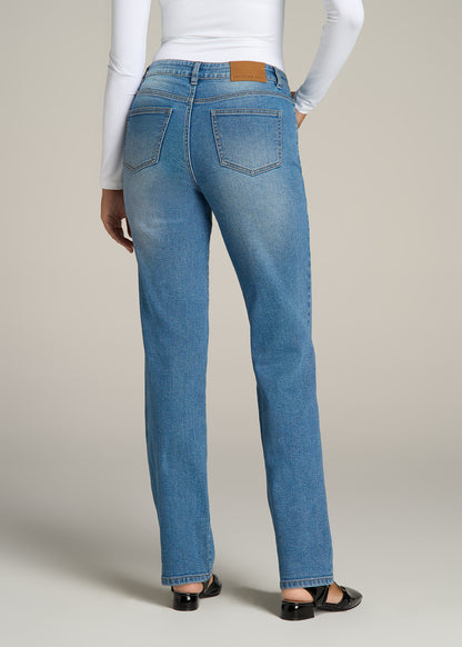 Harper High-Rise Straight Stretch Jeans for Tall Women in Colorado Blue
