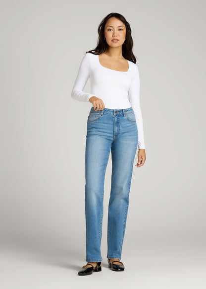 Harper High-Rise Straight Stretch Jeans for Tall Women in Colorado Blue