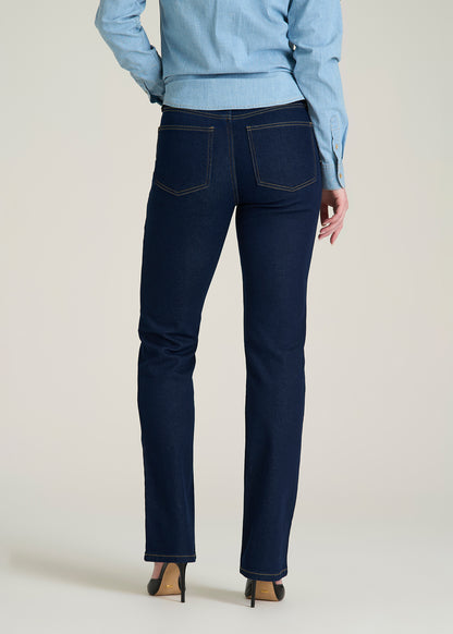 Harper High-Rise Straight Stretch Jeans for Tall Women in Deep Indigo Wash