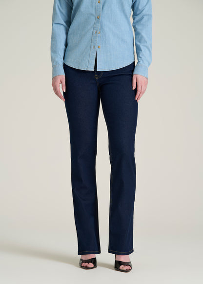 Harper High-Rise Straight Stretch Jeans for Tall Women in Deep Indigo Wash