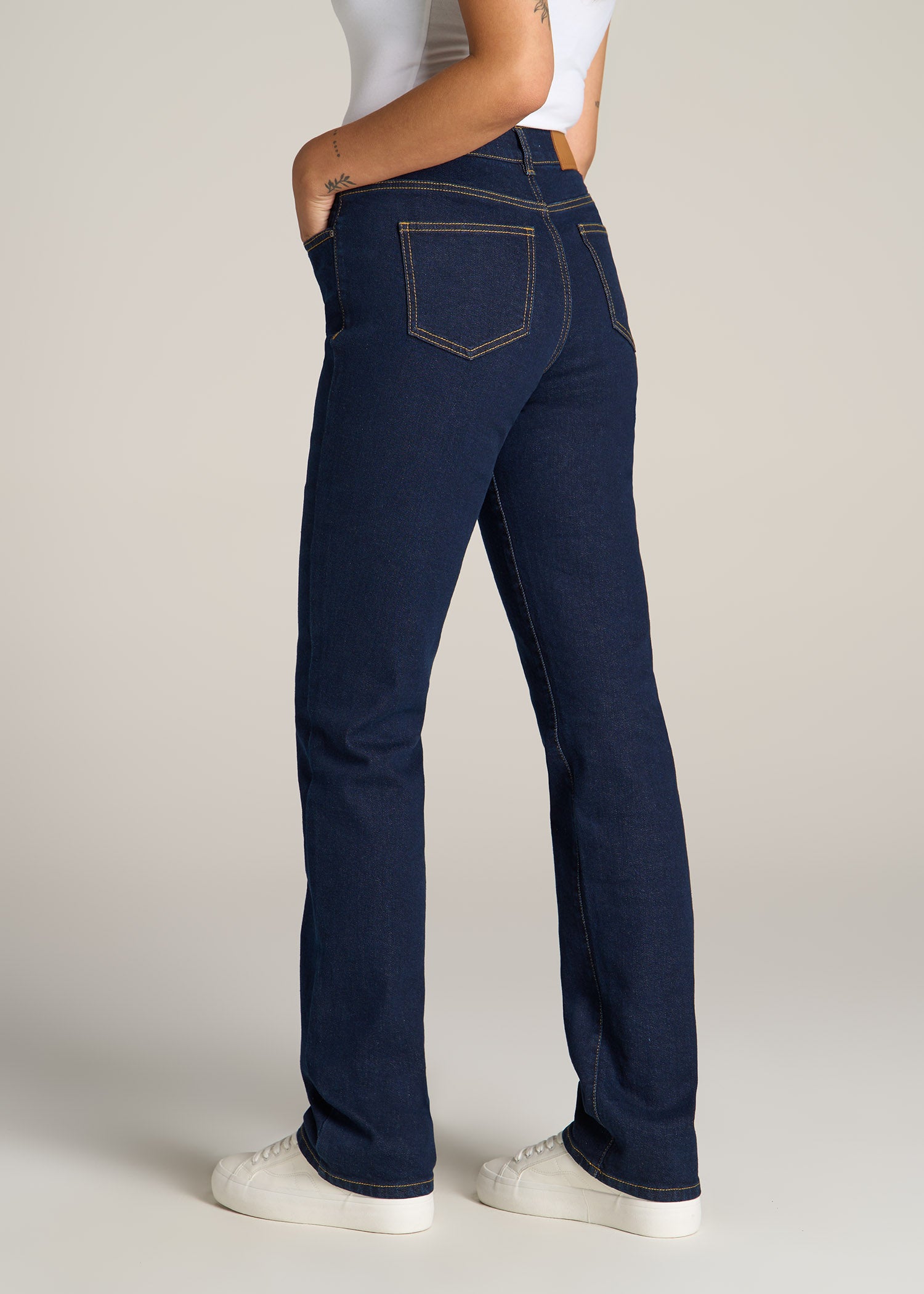 Harper High Rise Straight Stretch Tall Women's Jeans in Ink Blue