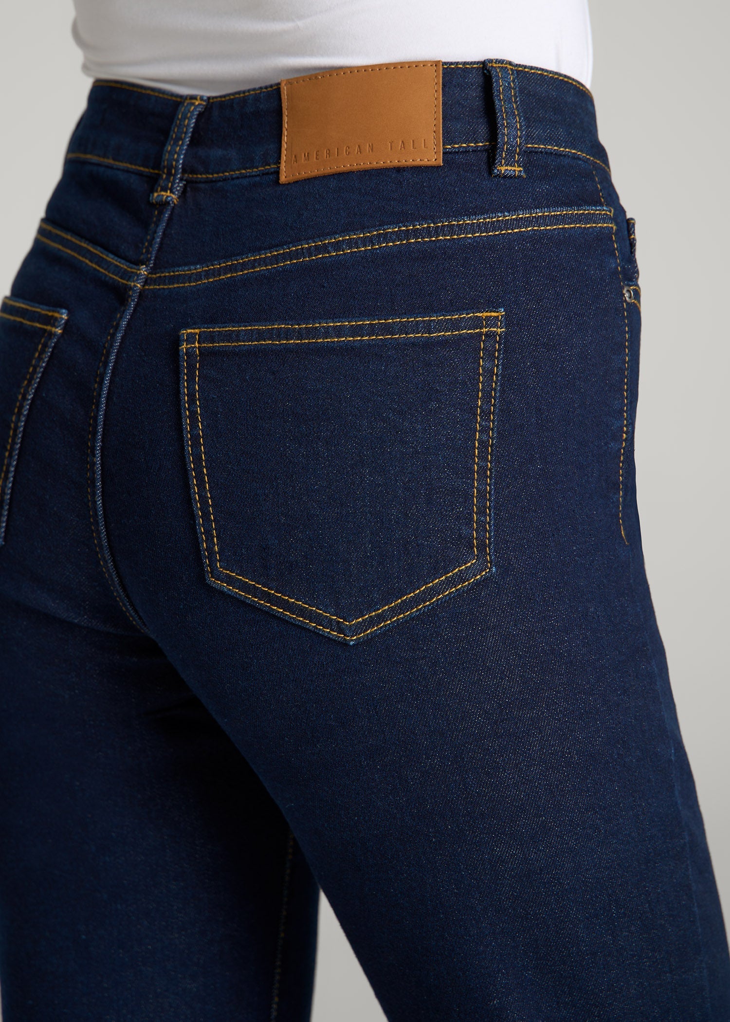 Harper High-Rise Straight Stretch Jeans for Tall Women in Ink Blue