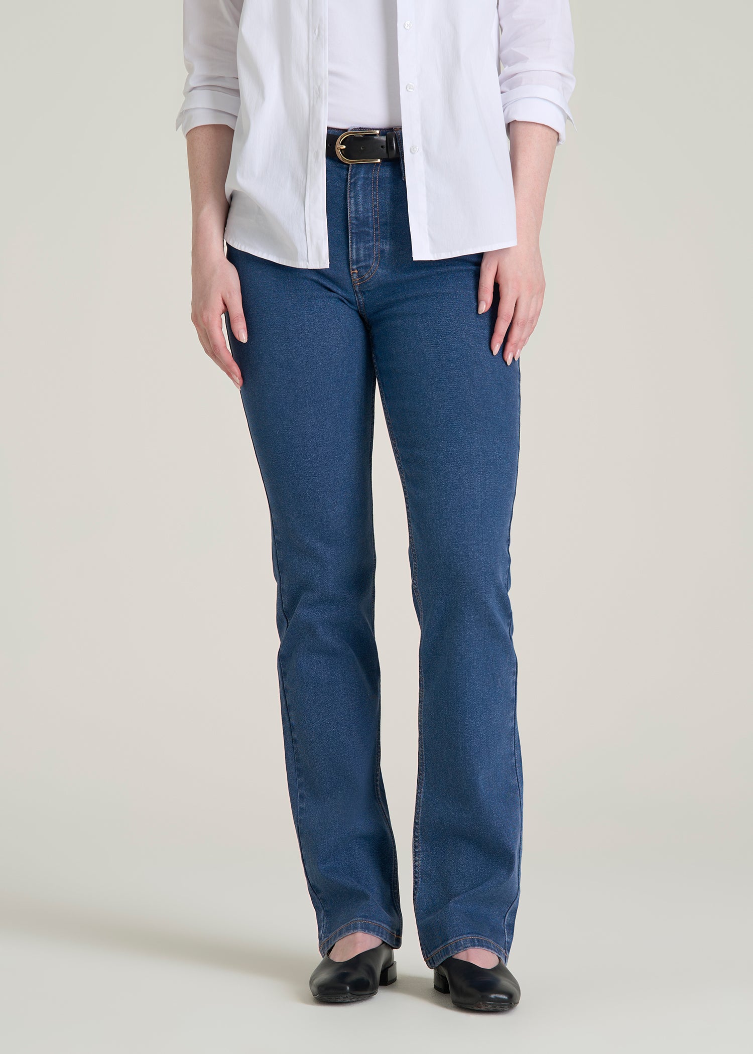 Harper High-Rise Straight Stretch Jeans for Tall Women in New Colorado Blue