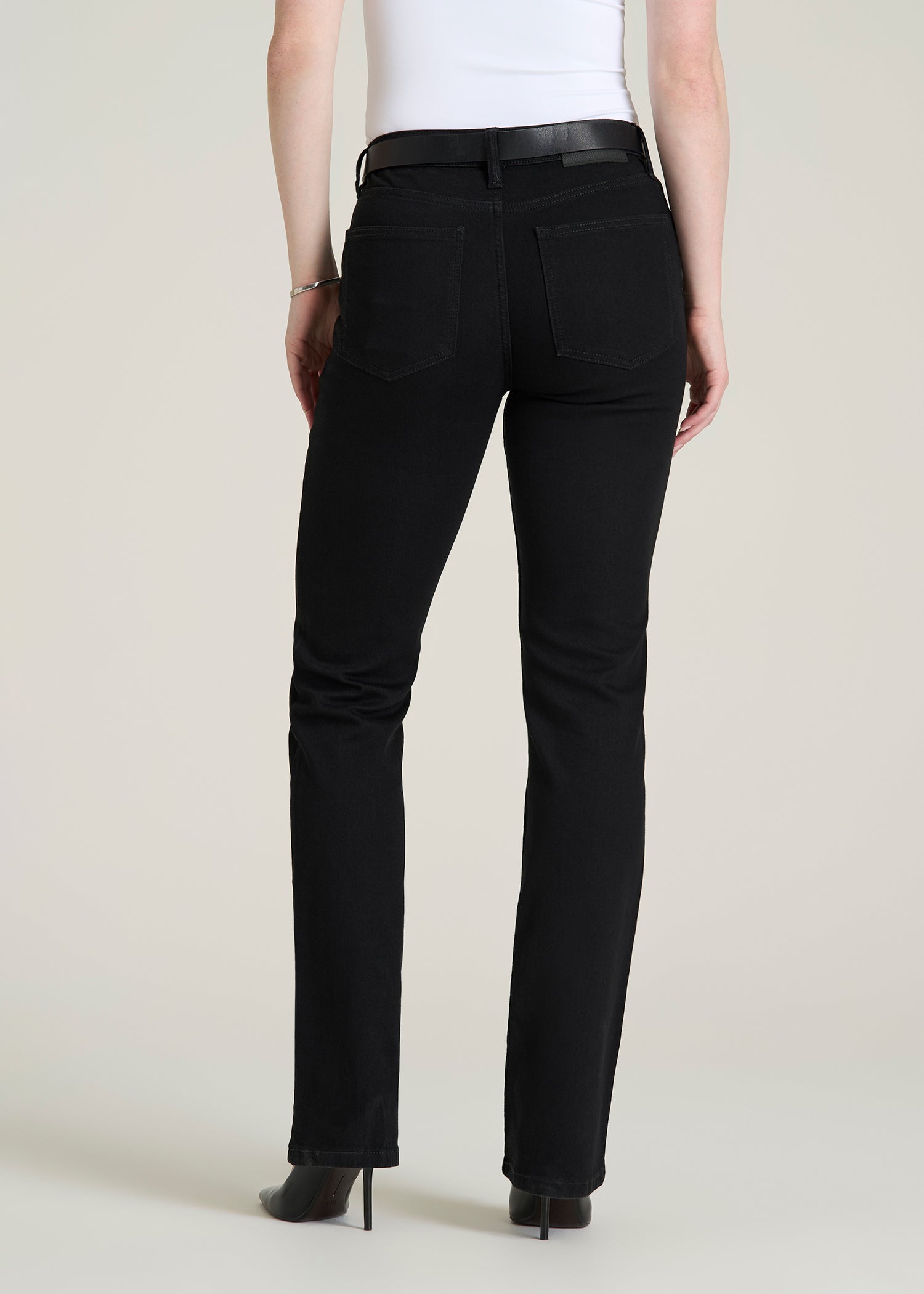 Harper High-Rise Straight Stretch Jeans for Tall Women in Optimum Black