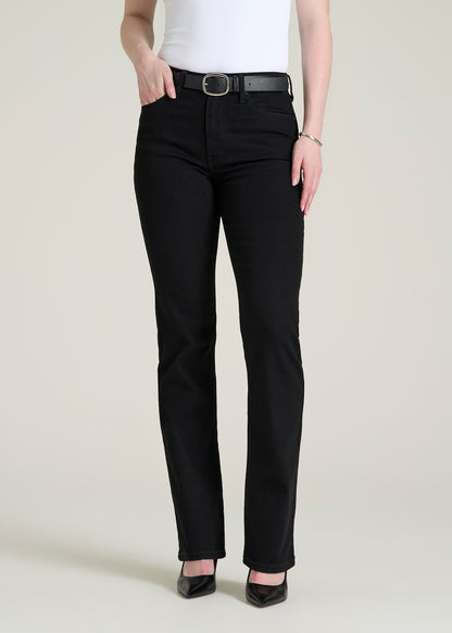 Harper High-Rise Straight Stretch Jeans for Tall Women in Optimum Black