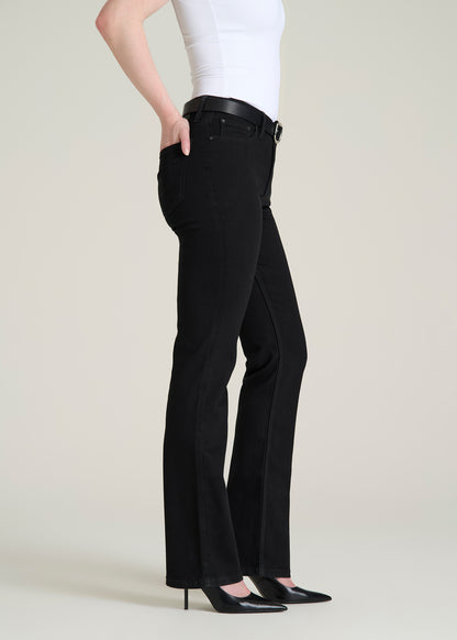 Harper High-Rise Straight Stretch Jeans for Tall Women in Optimum Black
