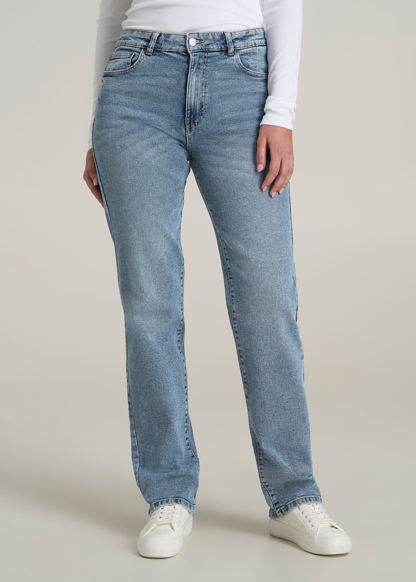 Harper High Rise Straight Stretch Tall Women's Jeans in Perfect Blue