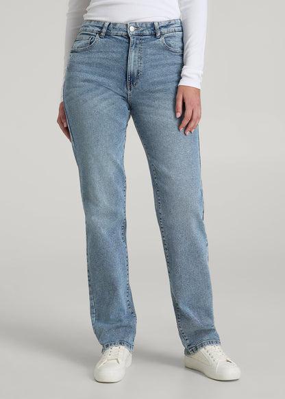 Harper High-Rise Straight Stretch Jeans for Tall Women in Perfect Blue