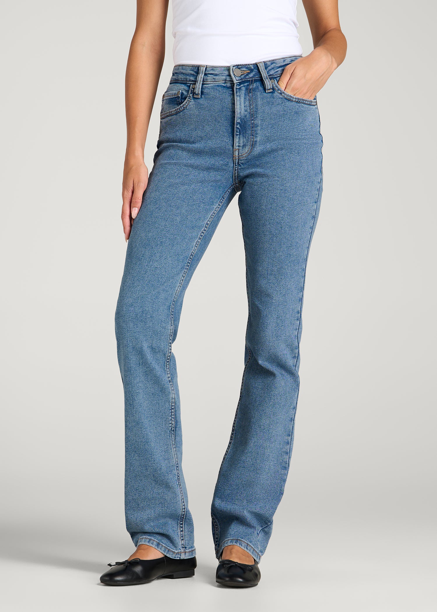 Harper High-Rise Straight Stretch Jeans for Tall Women in Perfect Blue
