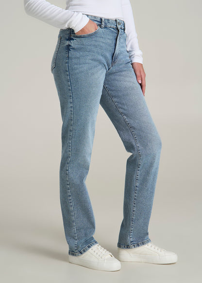 Harper High-Rise Straight Stretch Jeans for Tall Women in Perfect Blue