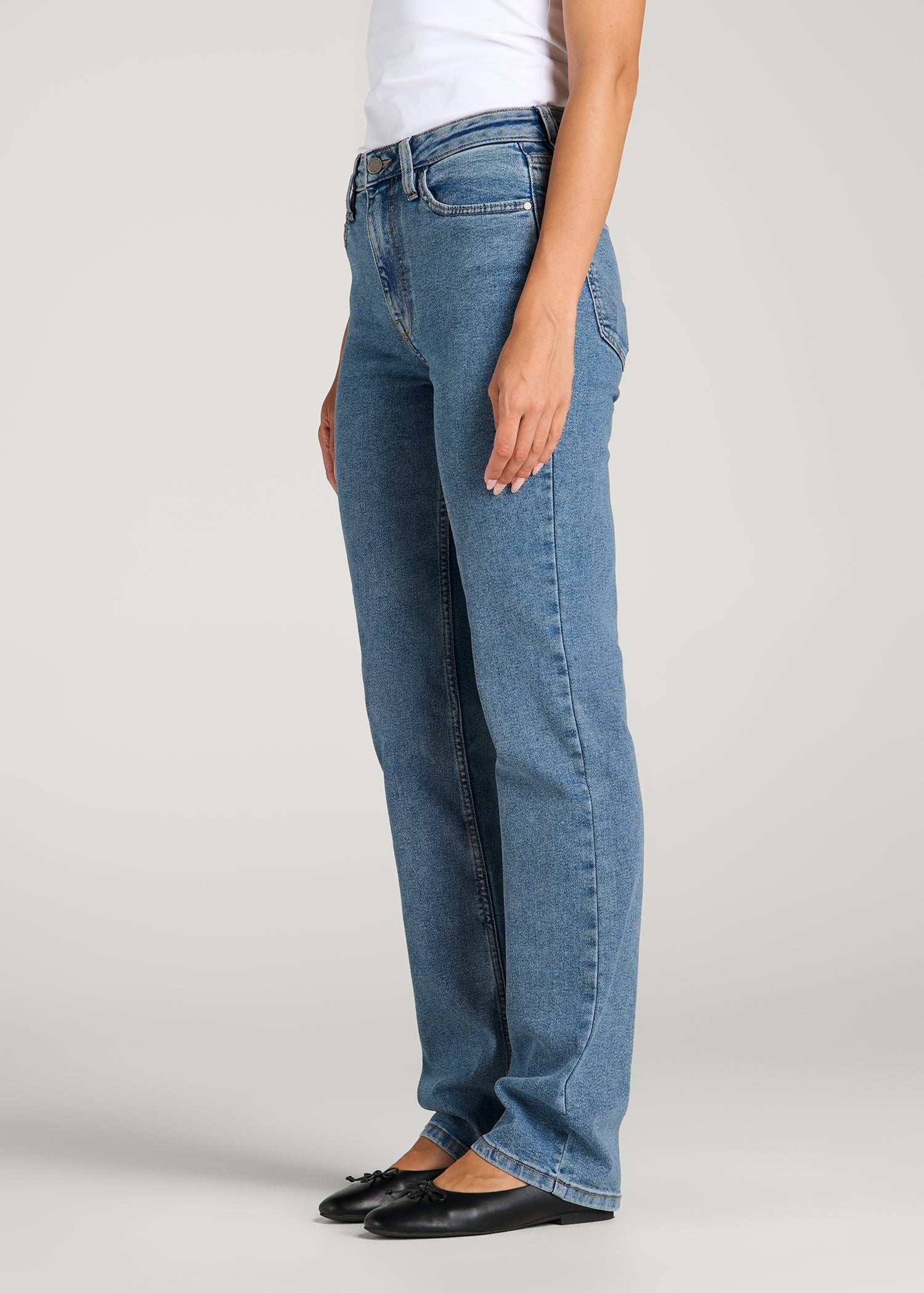 Harper High-Rise Straight Stretch Jeans for Tall Women in Perfect Blue