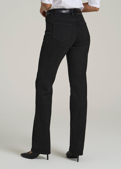 Harper High-Rise Straight Stretch Jeans for Tall Women in Black