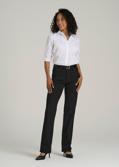 Harper High-Rise Straight Stretch Jeans for Tall Women in Black