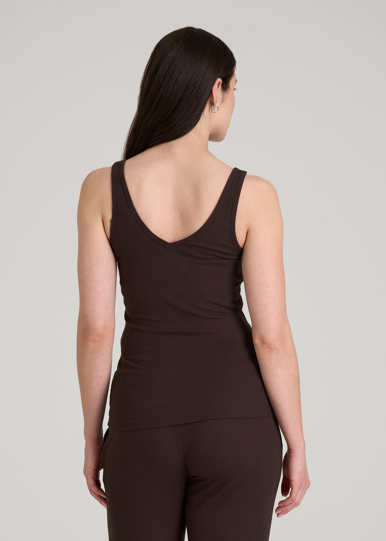 Waffle Tank Top for Tall Women in Espresso