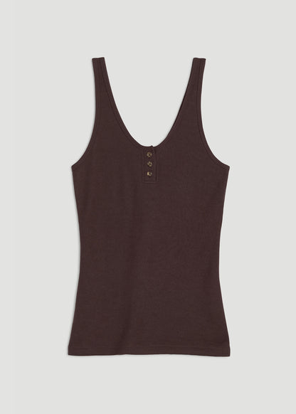 Waffle Tank Top for Tall Women in Espresso
