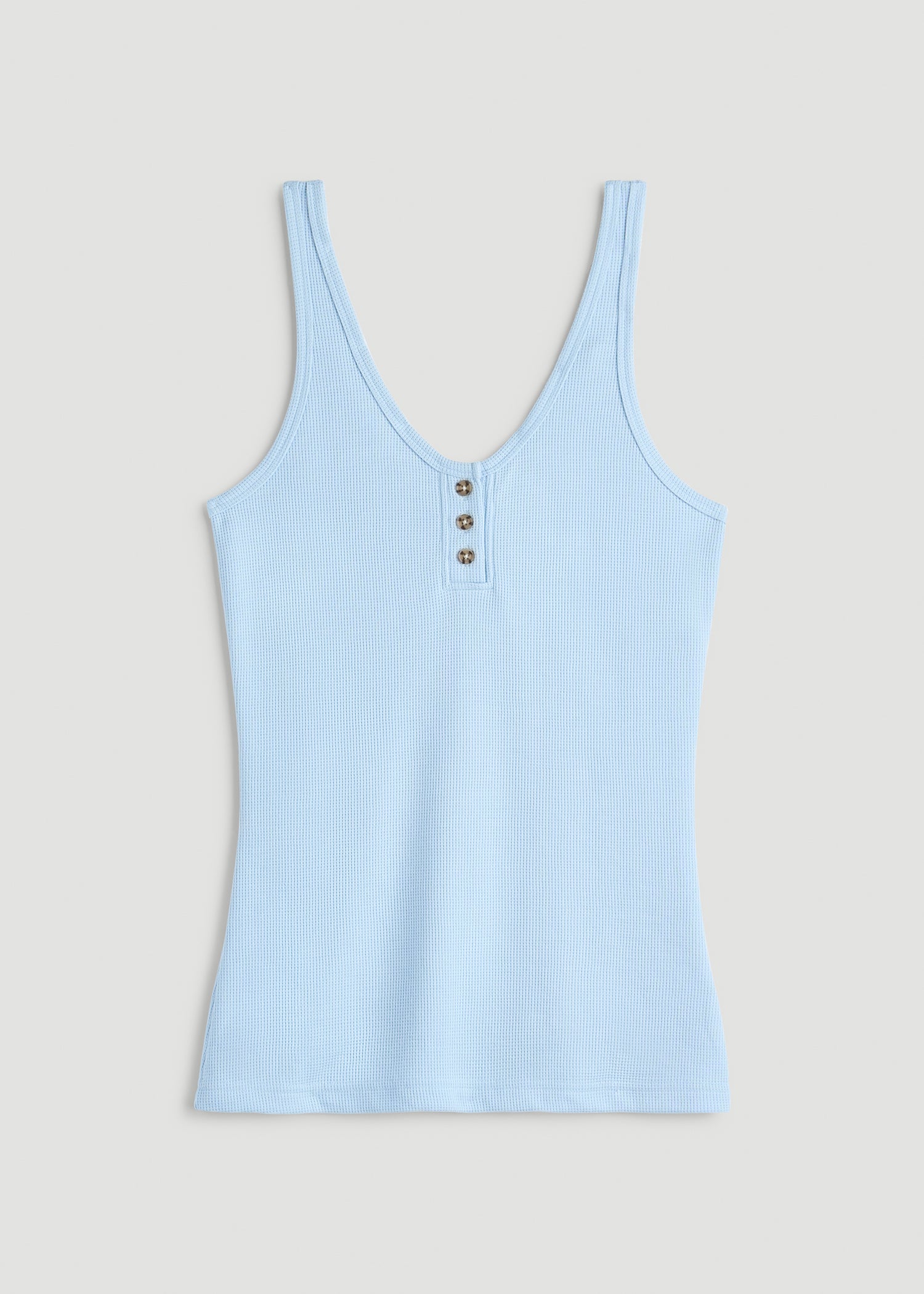 Waffle Tank Top for Tall Women in Ice Blue