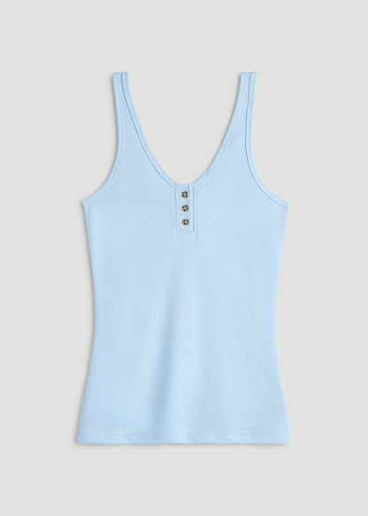 Waffle Tank Top for Tall Women in Ice Blue