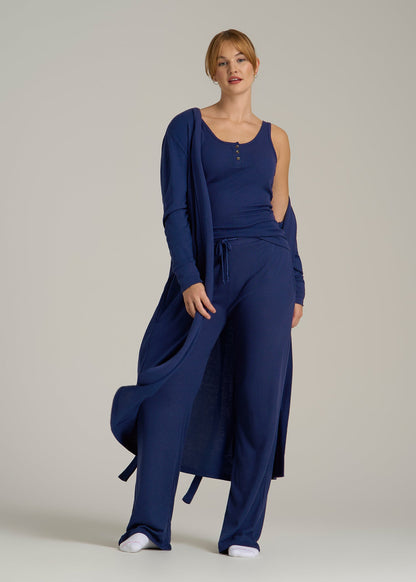 Waffle Tank Top for Tall Women in Midnight Blue