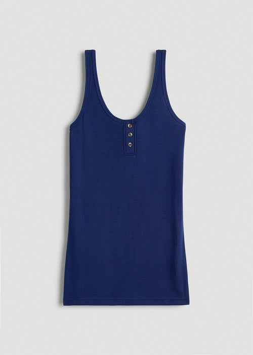 Waffle Tank Top for Tall Women in Midnight Blue