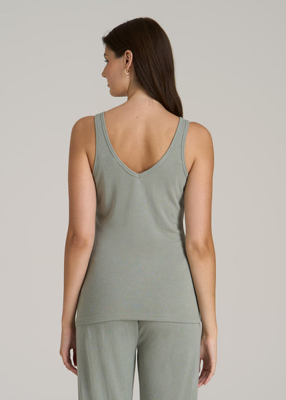 Waffle Tank Top for Tall Women in Seagrass