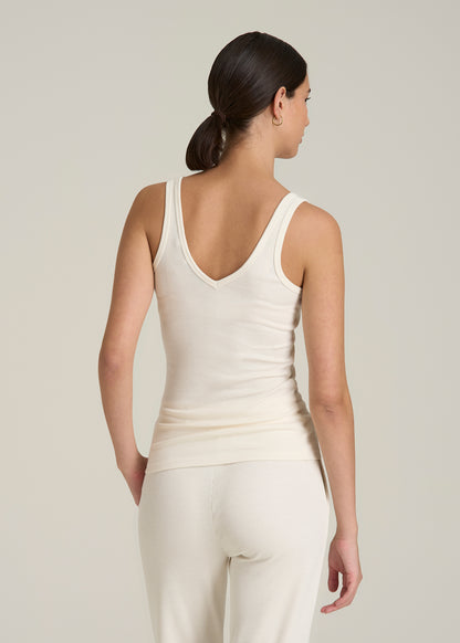 Waffle Tank Top for Tall Women in White Alyssum