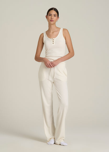 Waffle Tank Top for Tall Women in White Alyssum