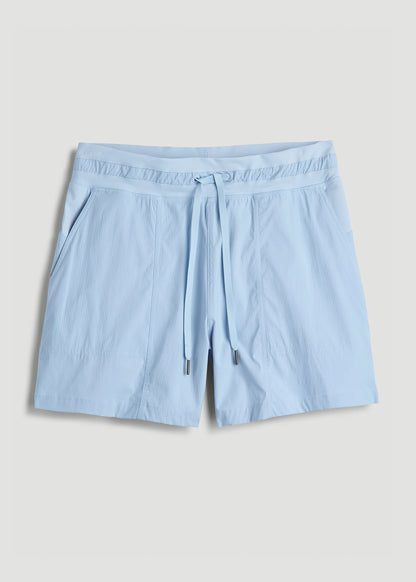 High Rise After Practice Short for Tall Women in Ice Blue