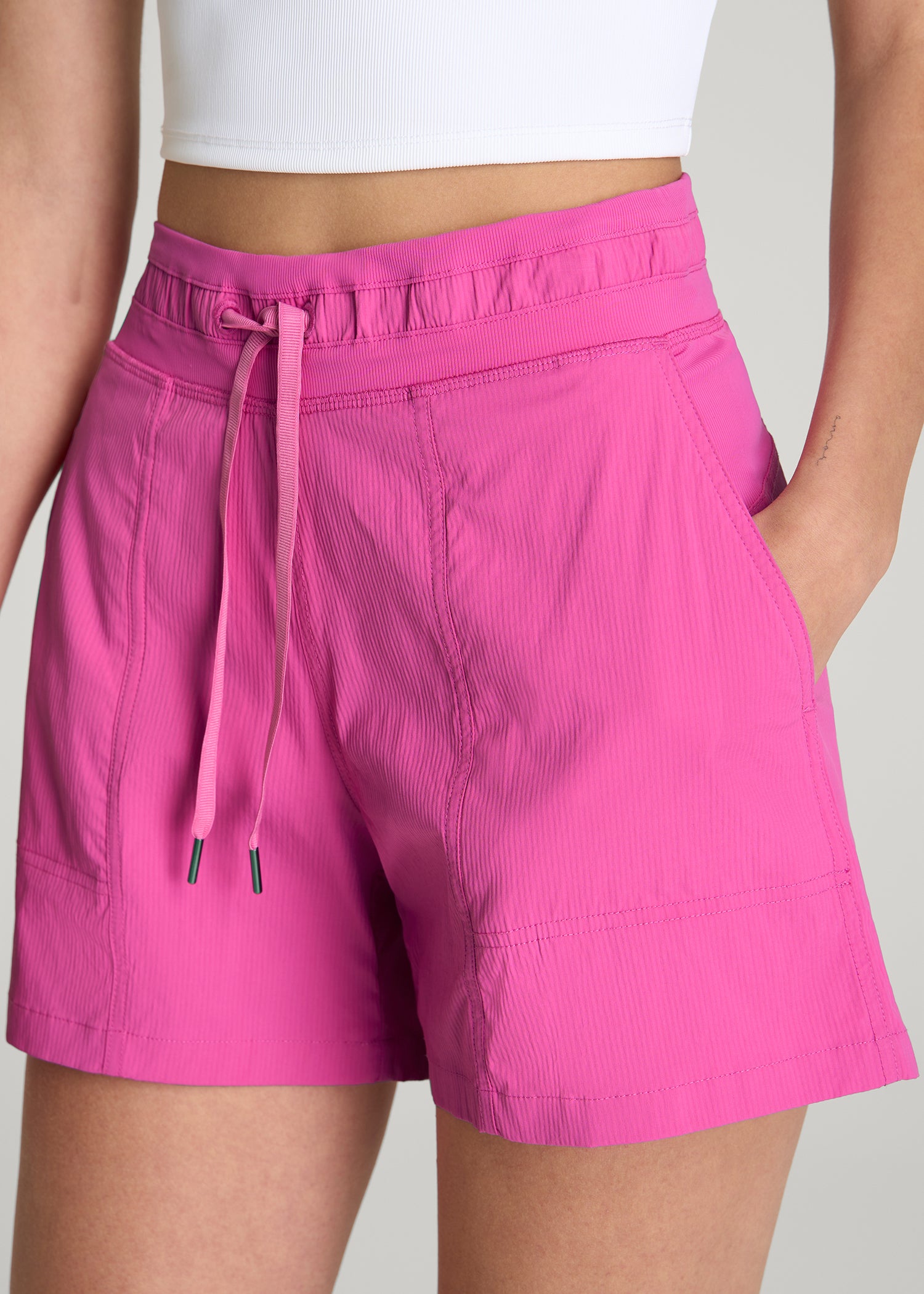 High Rise After Practice Short for Tall Women in Magenta