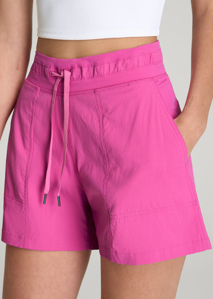 High Rise After Practice Short for Tall Women in Magenta
