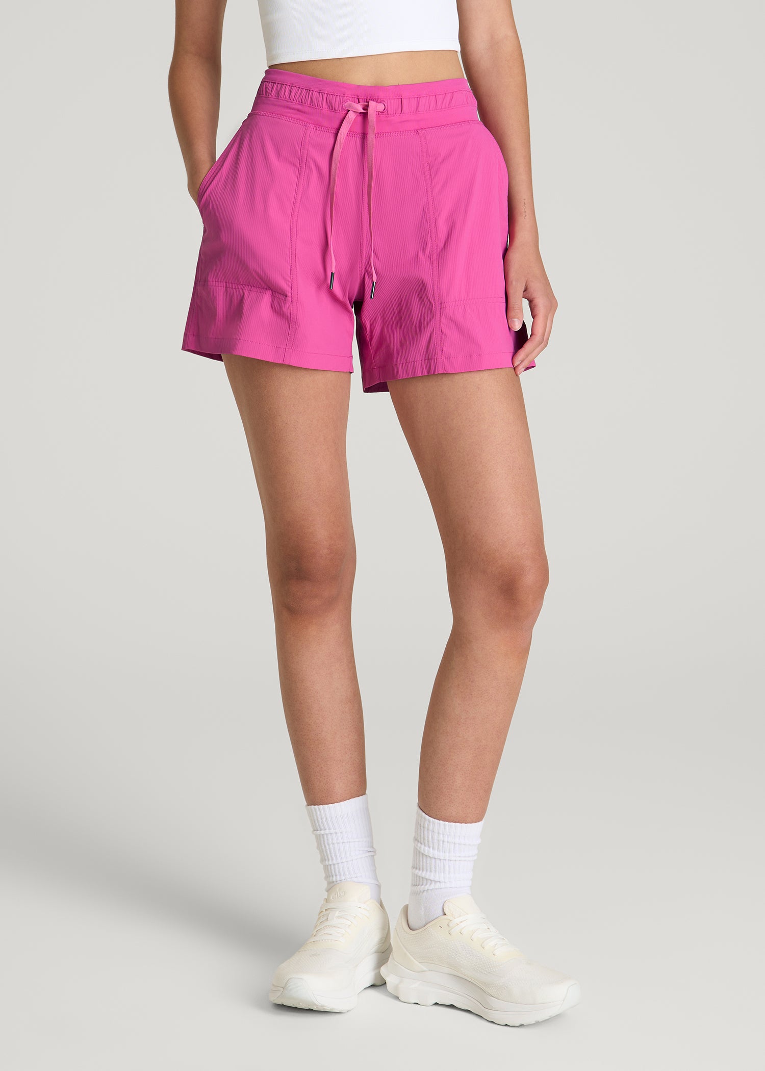 High Rise After Practice Short for Tall Women in Magenta