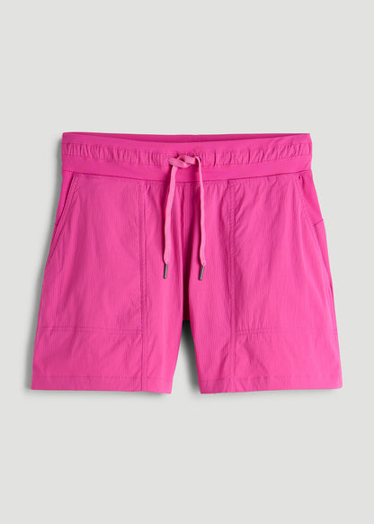 High Rise After Practice Short for Tall Women in Magenta