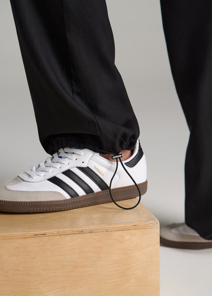 High Rise Cargo Parachute Pants for Tall Women in Black