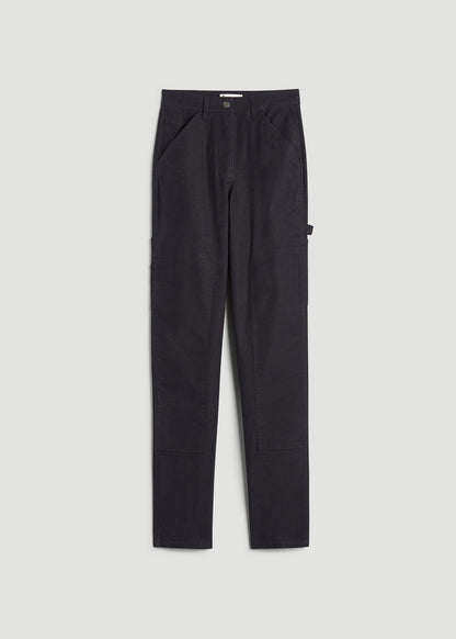 High-Waisted Carpenter Pocket Pants for Tall Women in Black