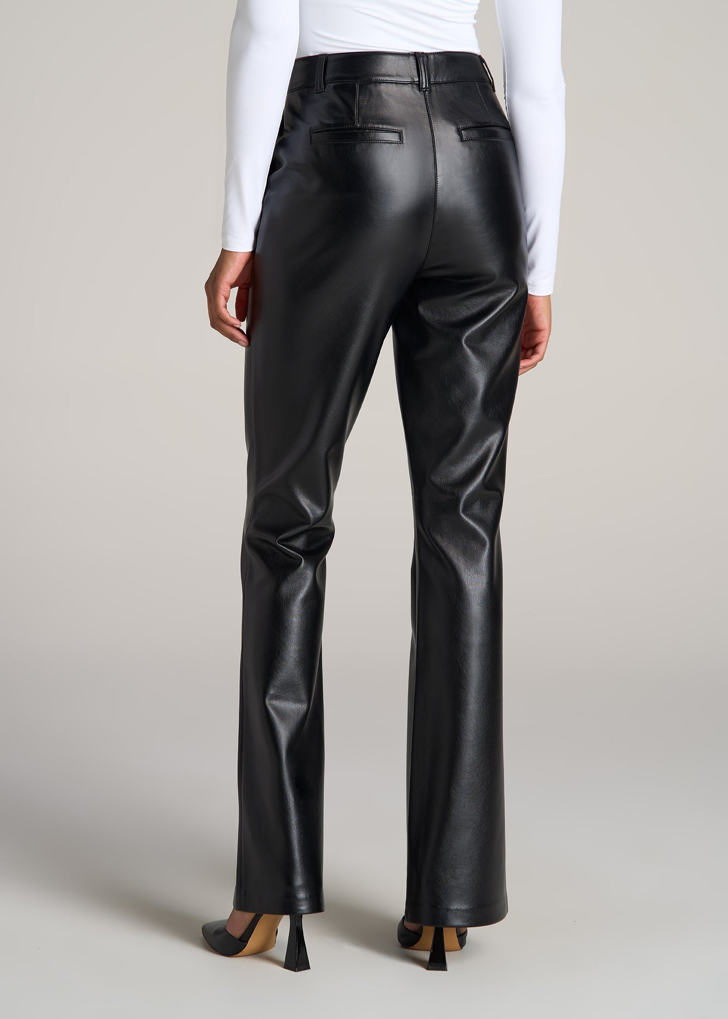 American-Tall-Women-High-Rise-Flare-Faux-Leather-Pant-Black-back