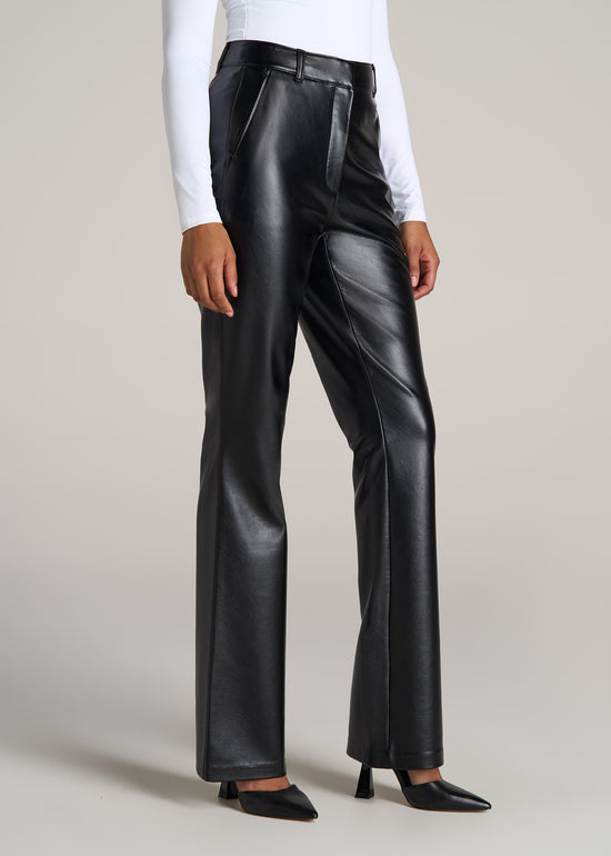 High Rise Flare Faux Leather Pants for Tall Women | American Tall